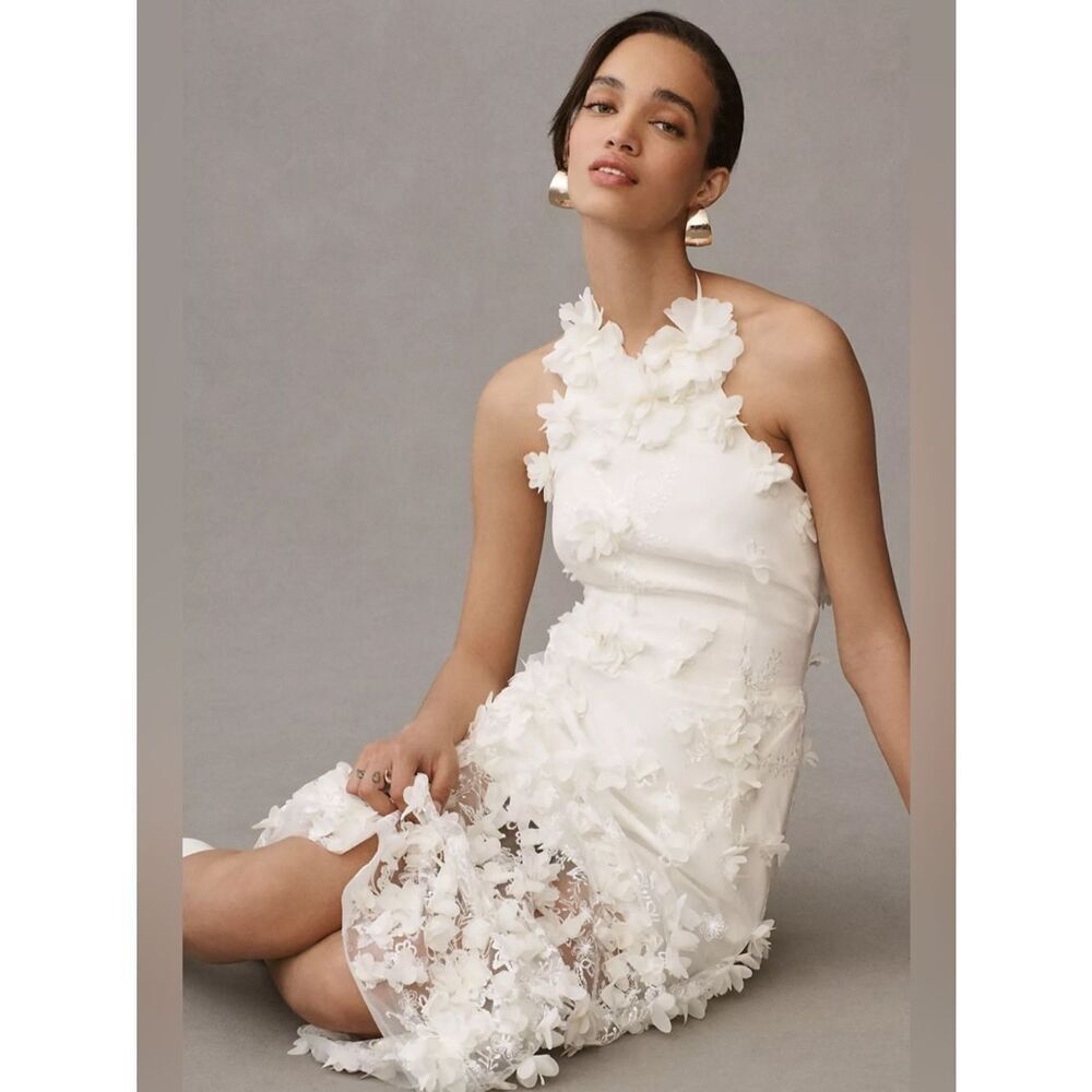 New Anthropologie Helsi Camilla Halter 3D Floral Midi Dress Size XL